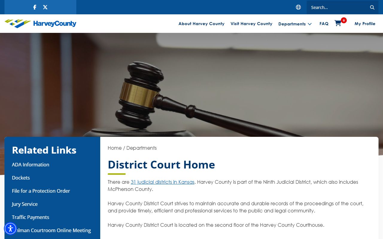 Harvey County court records after arrest district court page